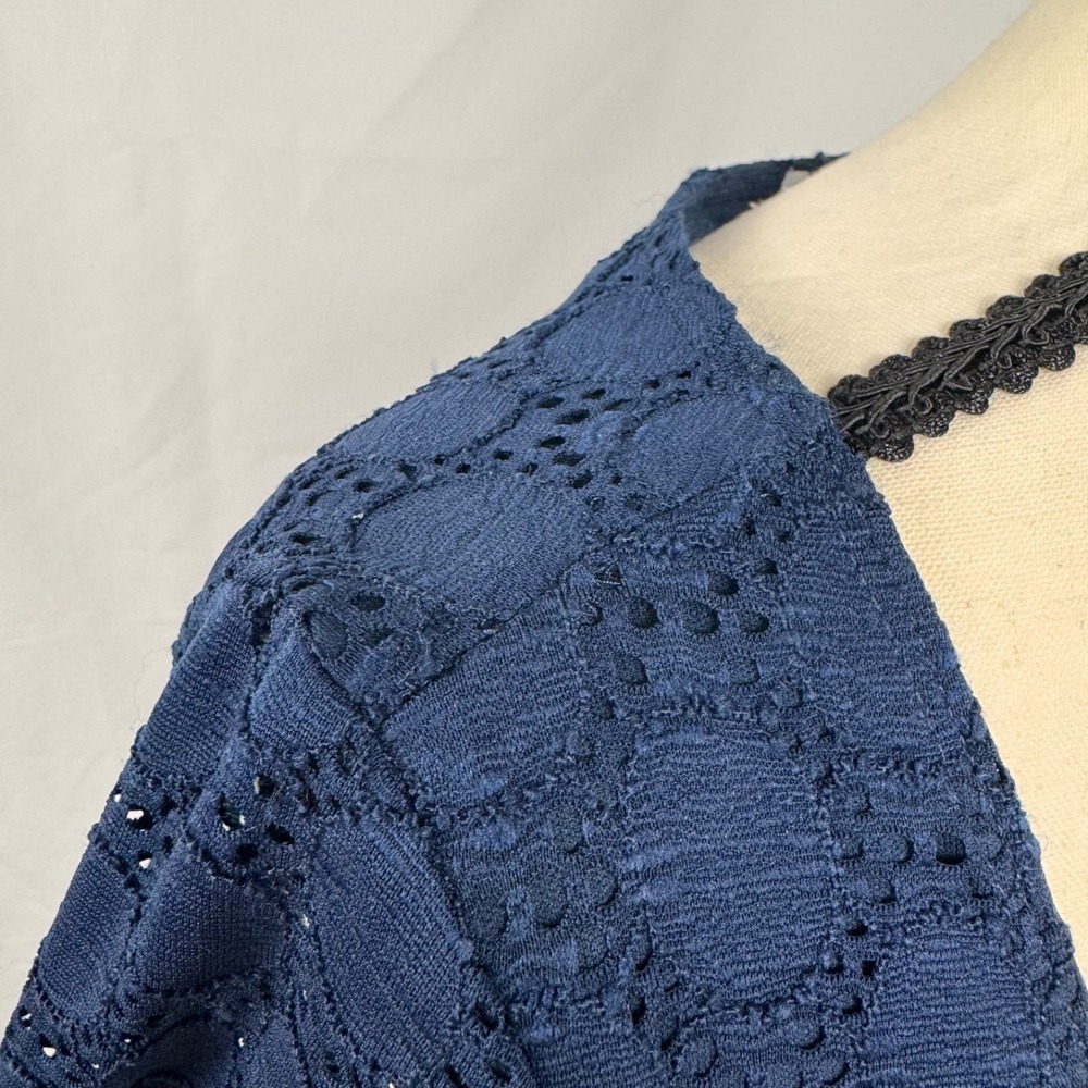 Isaac Mizrahi Lace Sheath Dress Womens Medium Navy Blue Short Sleeve - Picture 11 of 11
